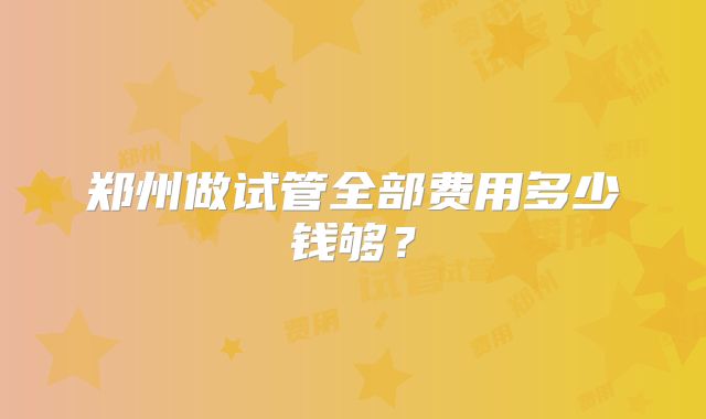 郑州做试管全部费用多少钱够?