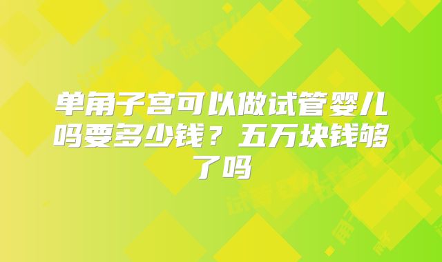 单角子宫可以做试管婴儿吗要多少钱？五万块钱够了吗