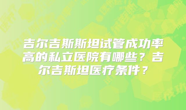 吉尔吉斯斯坦试管成功率高的私立医院有哪些？吉尔吉斯坦医疗条件？