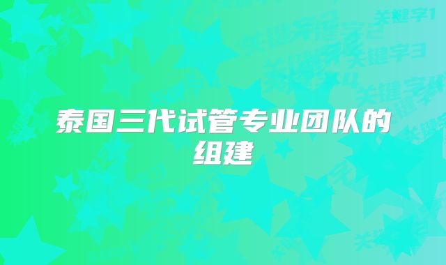 泰国三代试管专业团队的组建