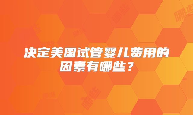 决定美国试管婴儿费用的因素有哪些？