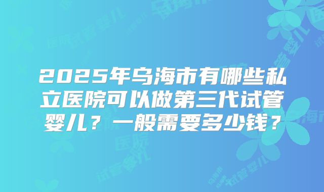 2025年乌海市有哪些私立医院可以做第三代试管婴儿？一般需要多少钱？