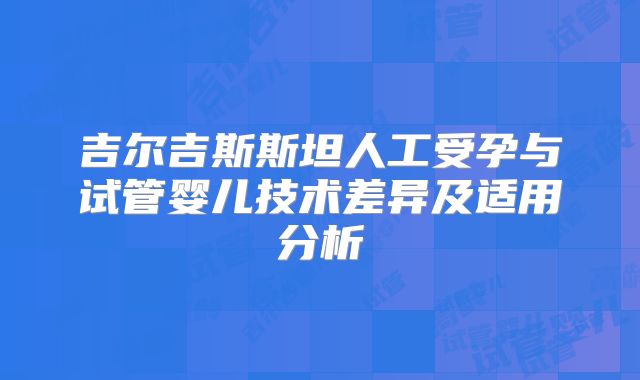 吉尔吉斯斯坦人工受孕与试管婴儿技术差异及适用分析