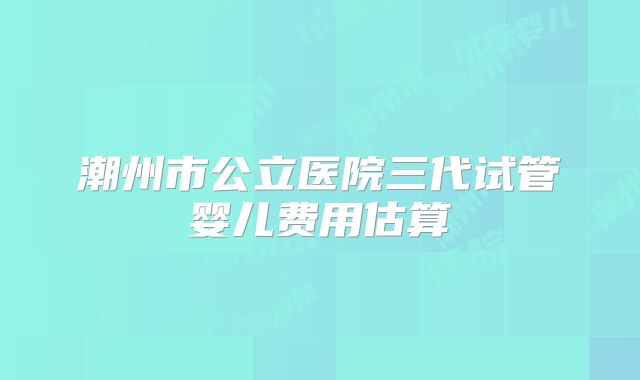 潮州市公立医院三代试管婴儿费用估算