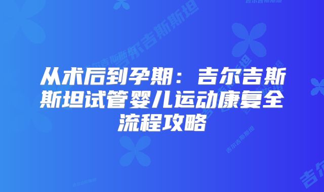 从术后到孕期：吉尔吉斯斯坦试管婴儿运动康复全流程攻略