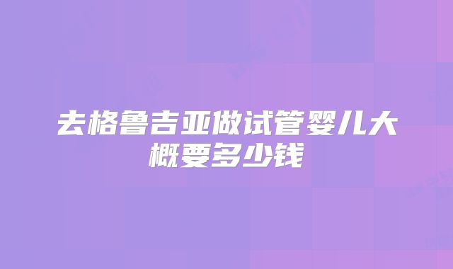 去格鲁吉亚做试管婴儿大概要多少钱