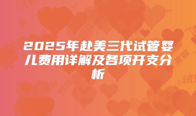 2025年赴美三代试管婴儿费用详解及各项开支分析