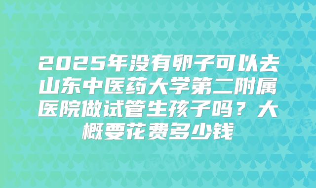 2025年没有卵子可以去山东中医药大学第二附属医院做试管生孩子吗？大概要花费多少钱