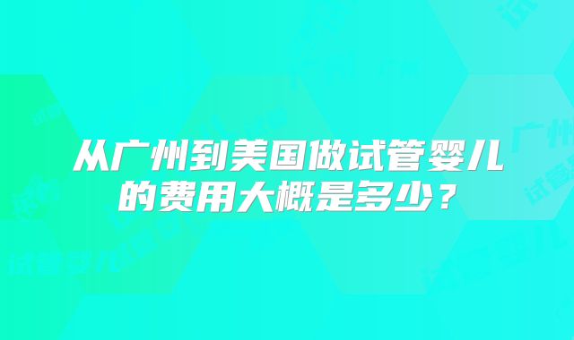 从广州到美国做试管婴儿的费用大概是多少？