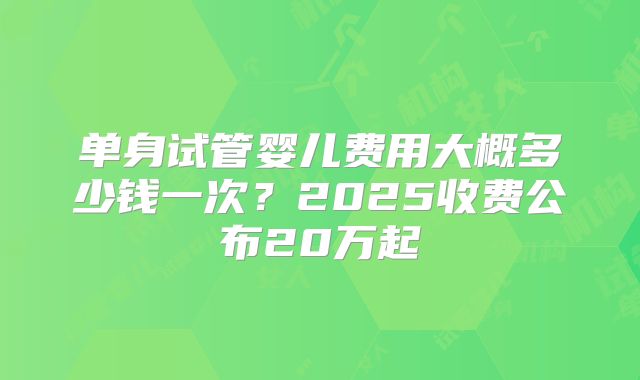 单身试管婴儿费用大概多少钱一次?2025收费公布20万起