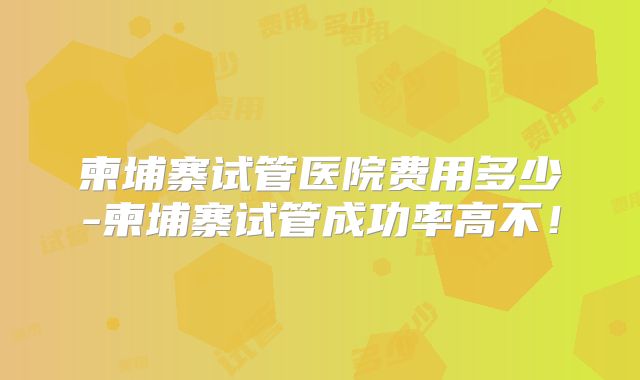 柬埔寨试管医院费用多少-柬埔寨试管成功率高不！