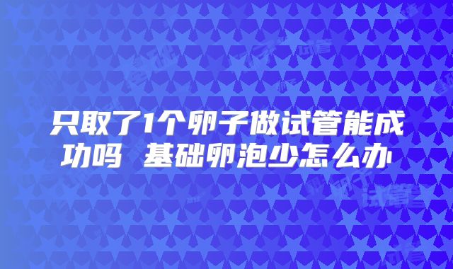 只取了1个卵子做试管能成功吗 基础卵泡少怎么办