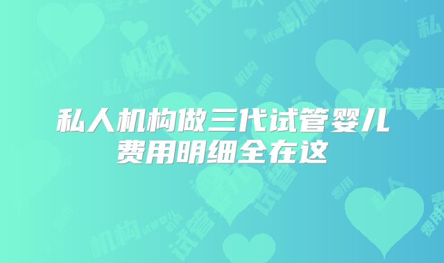 私人机构做三代试管婴儿费用明细全在这