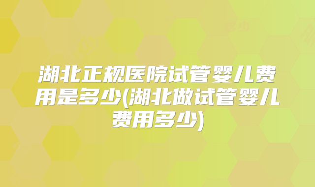 湖北正规医院试管婴儿费用是多少(湖北做试管婴儿费用多少)