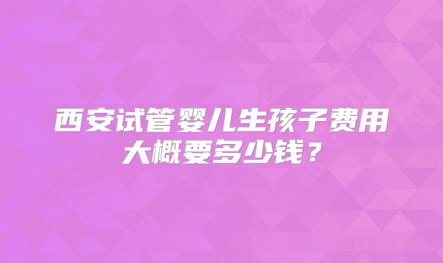 西安试管婴儿生孩子费用大概要多少钱？