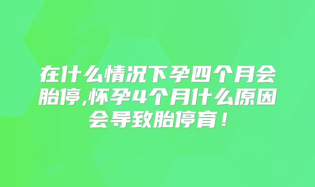 在什么情况下孕四个月会胎停,怀孕4个月什么原因会导致胎停育！