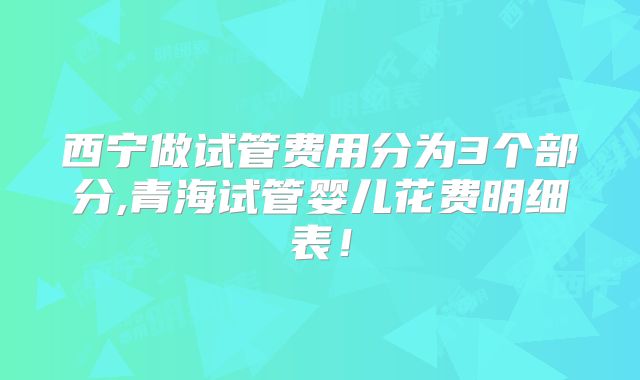 西宁做试管费用分为3个部分,青海试管婴儿花费明细表！