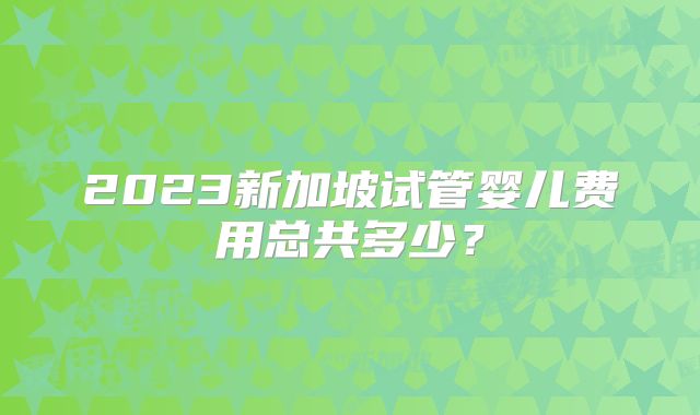 2023新加坡试管婴儿费用总共多少？