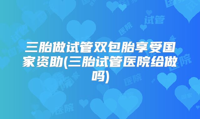 三胎做试管双包胎享受国家资助(三胎试管医院给做吗)