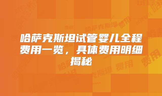哈萨克斯坦试管婴儿全程费用一览,具体费用明细揭秘