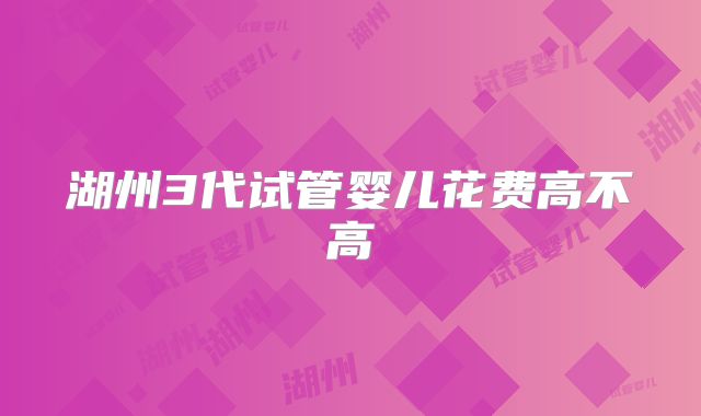 湖州3代试管婴儿花费高不高