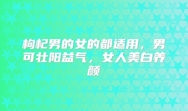 枸杞男的女的都适用，男可壮阳益气，女人美白养颜