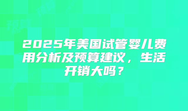 2025年美国试管婴儿费用分析及预算建议,生活开销大吗?