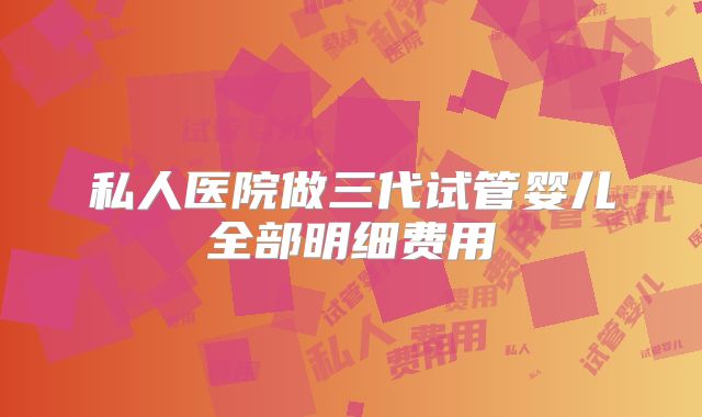 私人医院做三代试管婴儿全部明细费用
