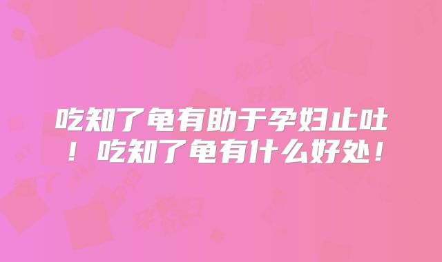 吃知了龟有助于孕妇止吐!吃知了龟有什么好处!