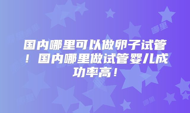 国内哪里可以做卵子试管！国内哪里做试管婴儿成功率高！