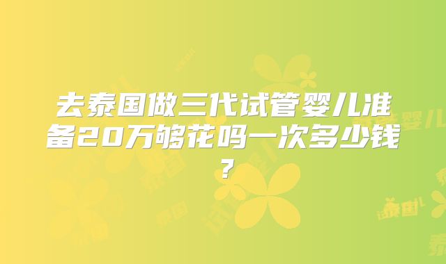 去泰国做三代试管婴儿准备20万够花吗一次多少钱？