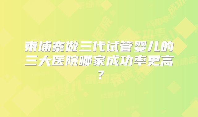 柬埔寨做三代试管婴儿的三大医院哪家成功率更高?