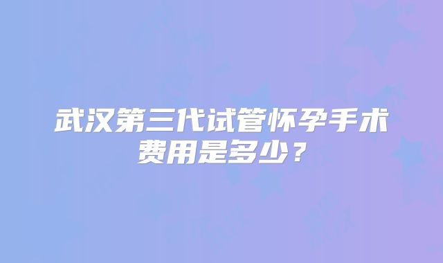 武汉第三代试管怀孕手术费用是多少？