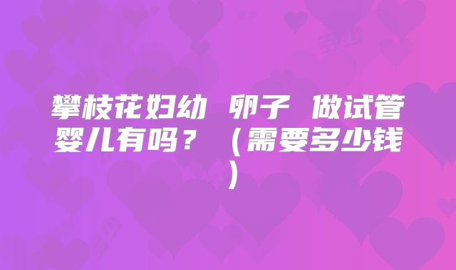 攀枝花妇幼 卵子 做试管婴儿有吗？（需要多少钱）
