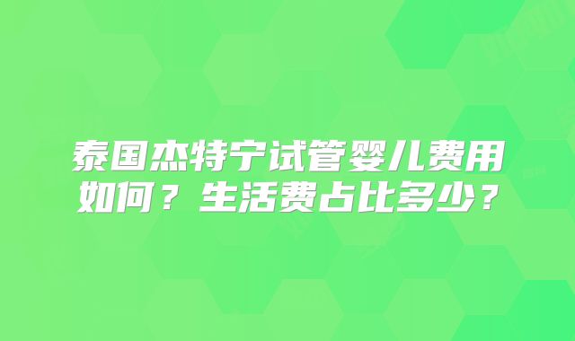 泰国杰特宁试管婴儿费用如何？生活费占比多少？