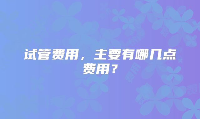 试管费用，主要有哪几点费用？