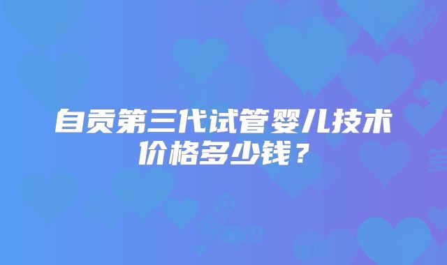 自贡第三代试管婴儿技术价格多少钱？
