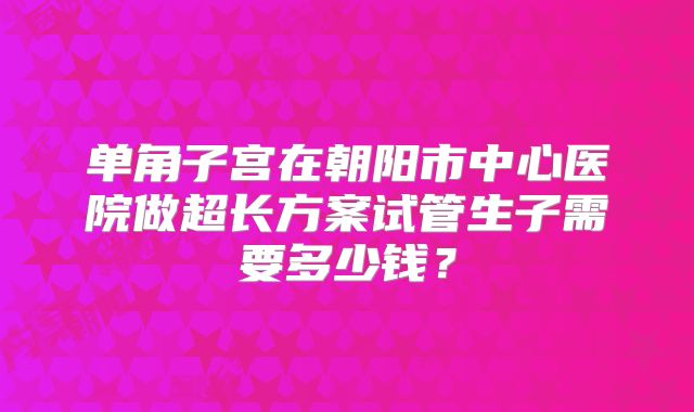 单角子宫在朝阳市中心医院做超长方案试管生子需要多少钱？