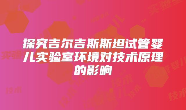 探究吉尔吉斯斯坦试管婴儿实验室环境对技术原理的影响