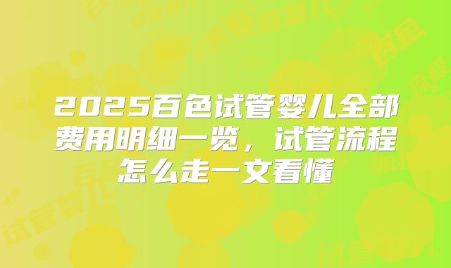2025百色试管婴儿全部费用明细一览，试管流程怎么走一文看懂