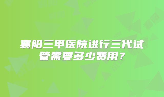 襄阳三甲医院进行三代试管需要多少费用？