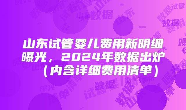 山东试管婴儿费用新明细曝光，2024年数据出炉（内含详细费用清单）