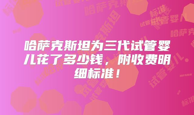 哈萨克斯坦为三代试管婴儿花了多少钱，附收费明细标准！