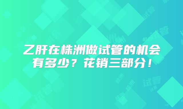 乙肝在株洲做试管的机会有多少？花销三部分！