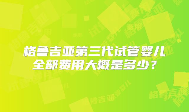 格鲁吉亚第三代试管婴儿全部费用大概是多少？