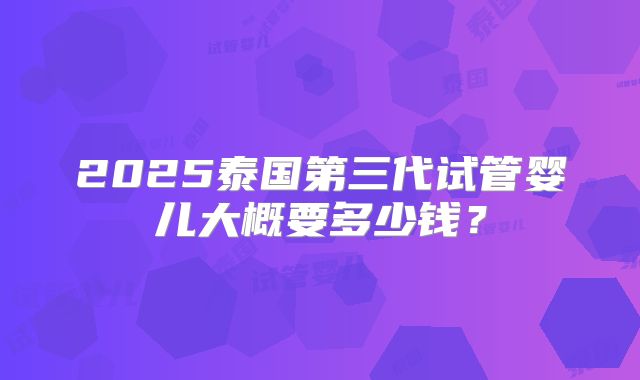 2025泰国第三代试管婴儿大概要多少钱?