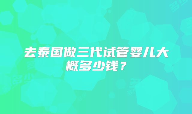 去泰国做三代试管婴儿大概多少钱？
