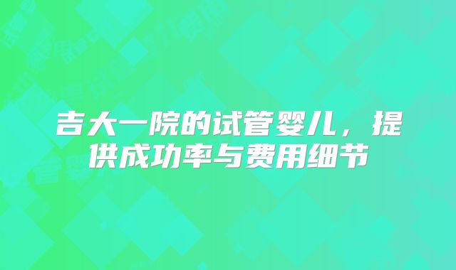 吉大一院的试管婴儿，提供成功率与费用细节