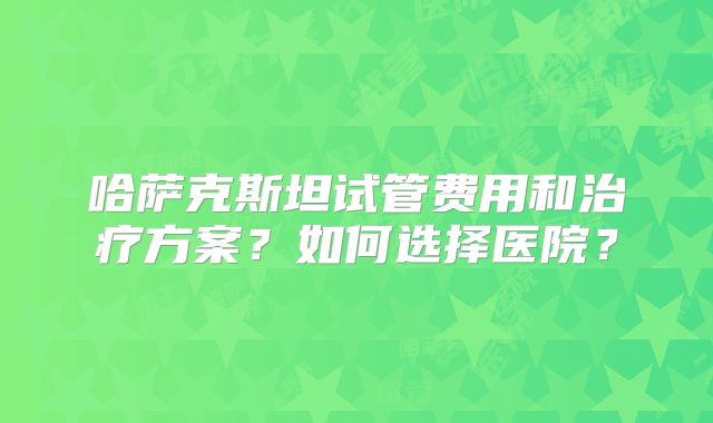 哈萨克斯坦试管费用和治疗方案？如何选择医院？