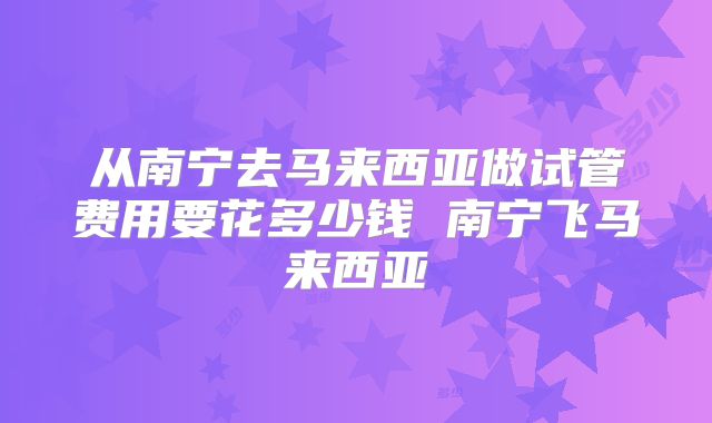 从南宁去马来西亚做试管费用要花多少钱 南宁飞马来西亚